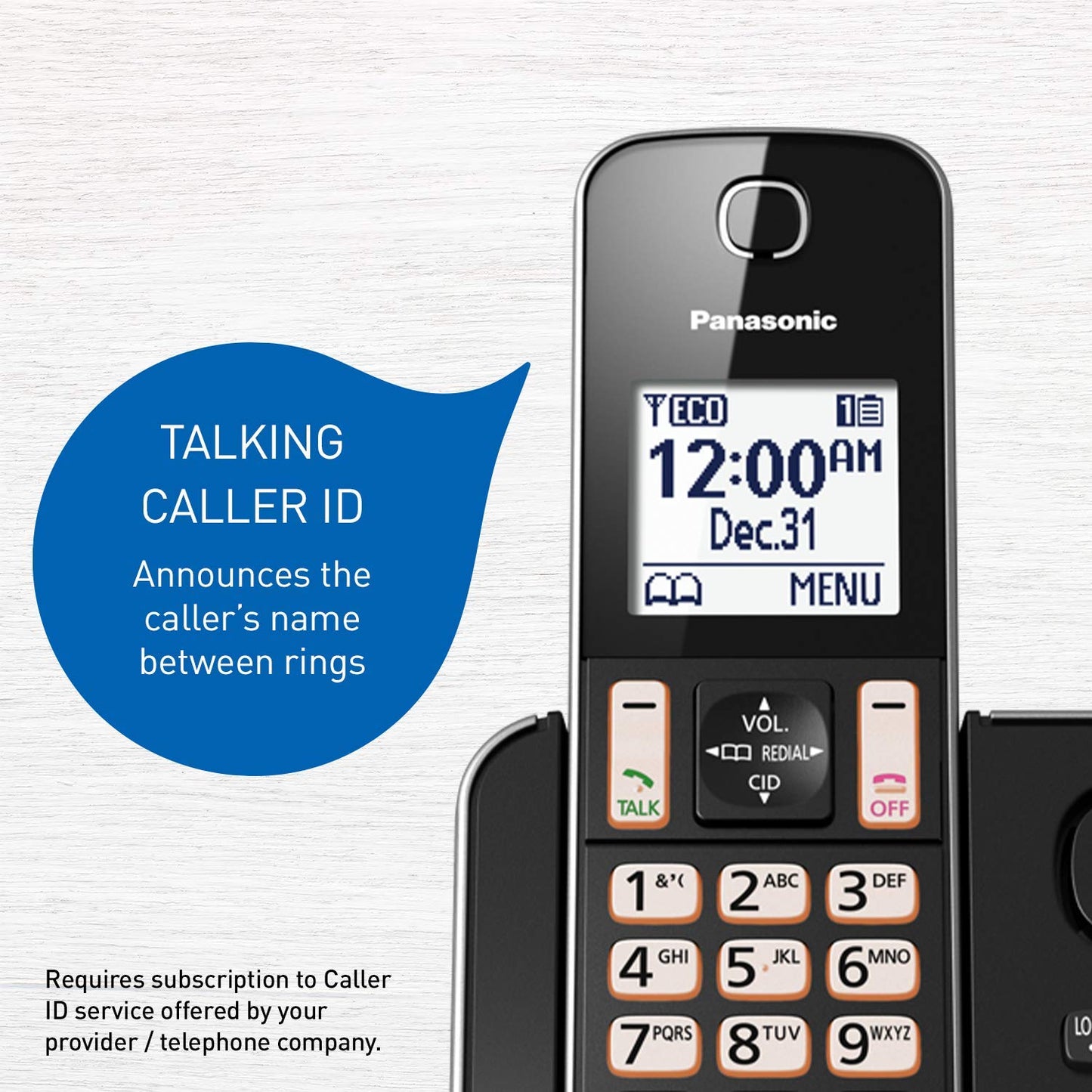 Panasonic DECT 6.0 Expandable Cordless Phone with Answering Machine and Call Block - 3 Cordless Handsets - KX-TGD393CB (Black)
