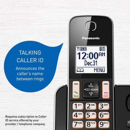 Panasonic DECT 6.0 Expandable Cordless Phone with Answering Machine and Call Block - 3 Cordless Handsets - KX-TGD393CB (Black)