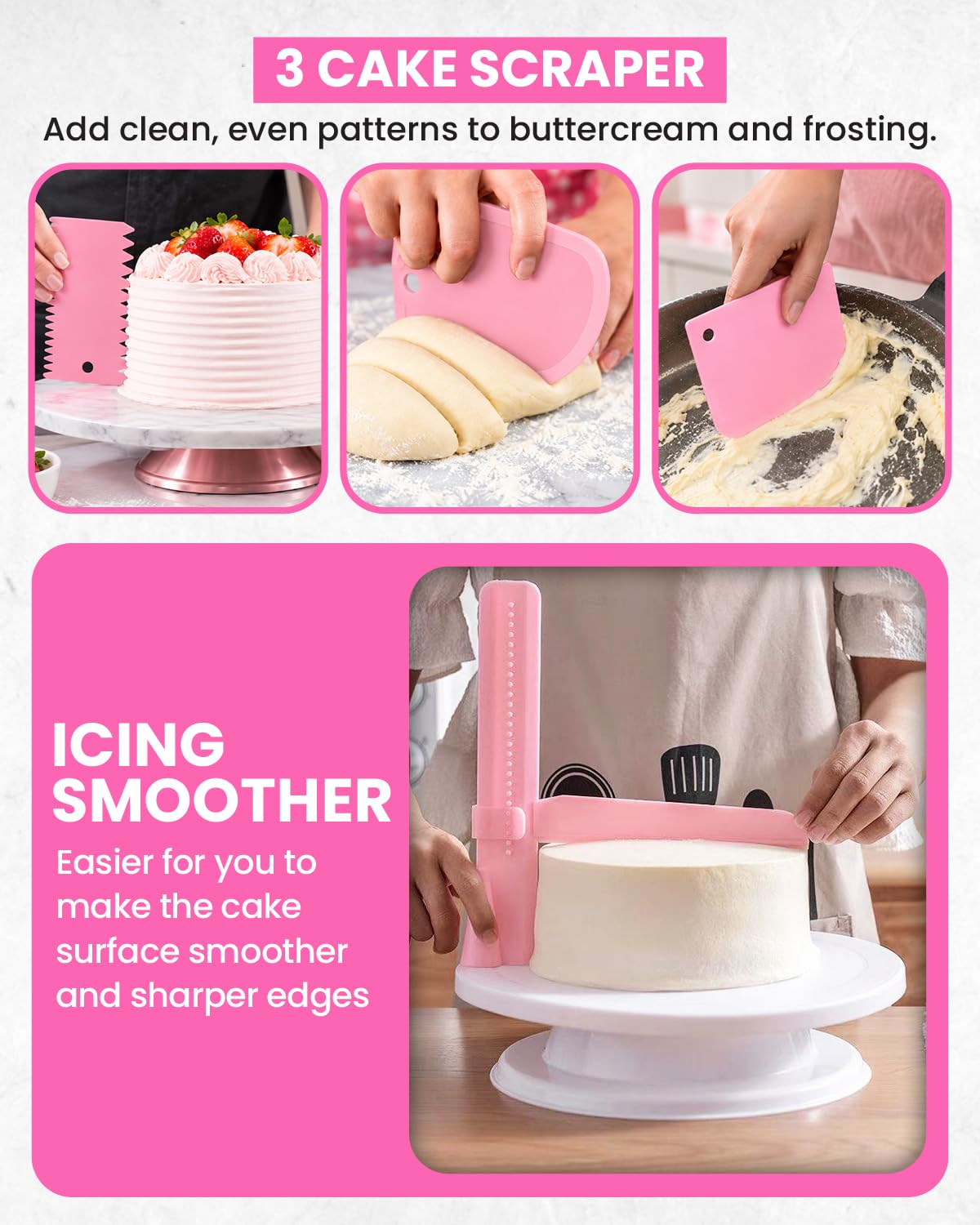 RFAQK 200 PCs Cake Decorating Kit with Cake Turntable-48 Numbered Easy to use Icing Tips-7 Korean Tips with Booklet & E.Book-Straight & Offset Spatula-Cake Leveler & Other Baking Supplies 🍁 All In One Marketplace Canada