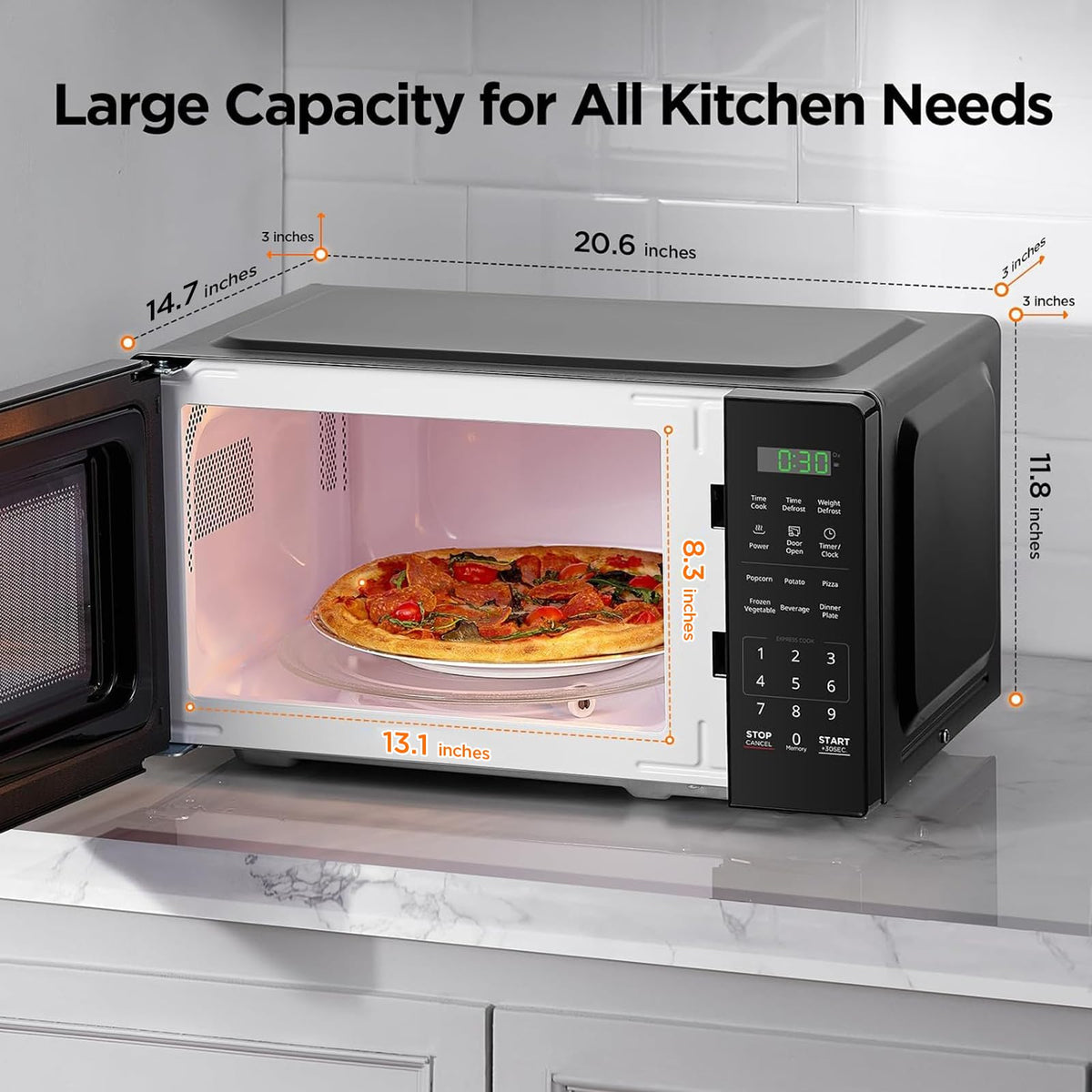 BLACK+DECKER Microwave Oven, 1.1 Cu.ft, 900W Countertop Microwave, Black