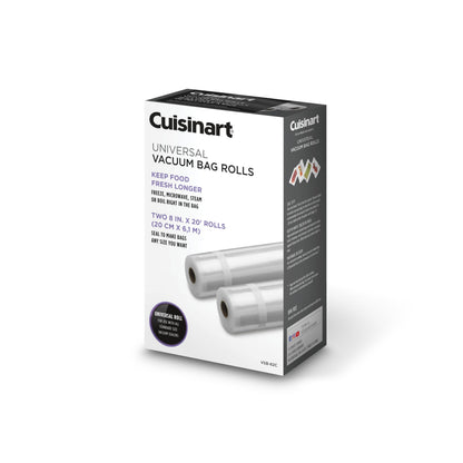 Cuisinart Universal Vacuum Food Saver Sealer Bags 2-Pack 8" x 20ft. Rolls (VSB-82C) BPA Free, Microwave & Freezer Safe , white 🍁 All In One Marketplace Canada Cuisinart
