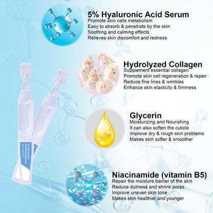 5% Hyaluronic Acid Serum Ultra Moisturizing & Elastic Skin - Wake Nature Perfection Hyaluronic Acid - Anti-Aging Serum for Face Single-Use Vials Skincare - Repair Sensitive Skin (1.5 ml)*30 - Available at All In One Marketplace Canada