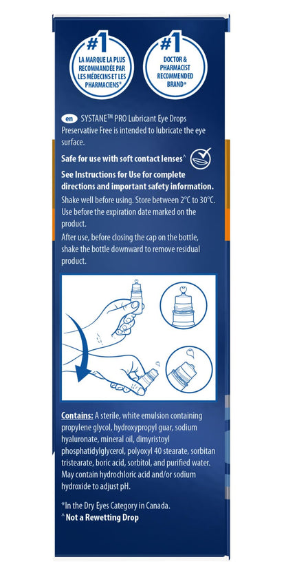 Systane PRO Preservative-Free Lubricating Eye Drops for Dry Eye Relief, Triple-action Formula, Long-lasting Hydration, Relief from Digital Strain – 10 mL 🍁 All In One Marketplace Canada