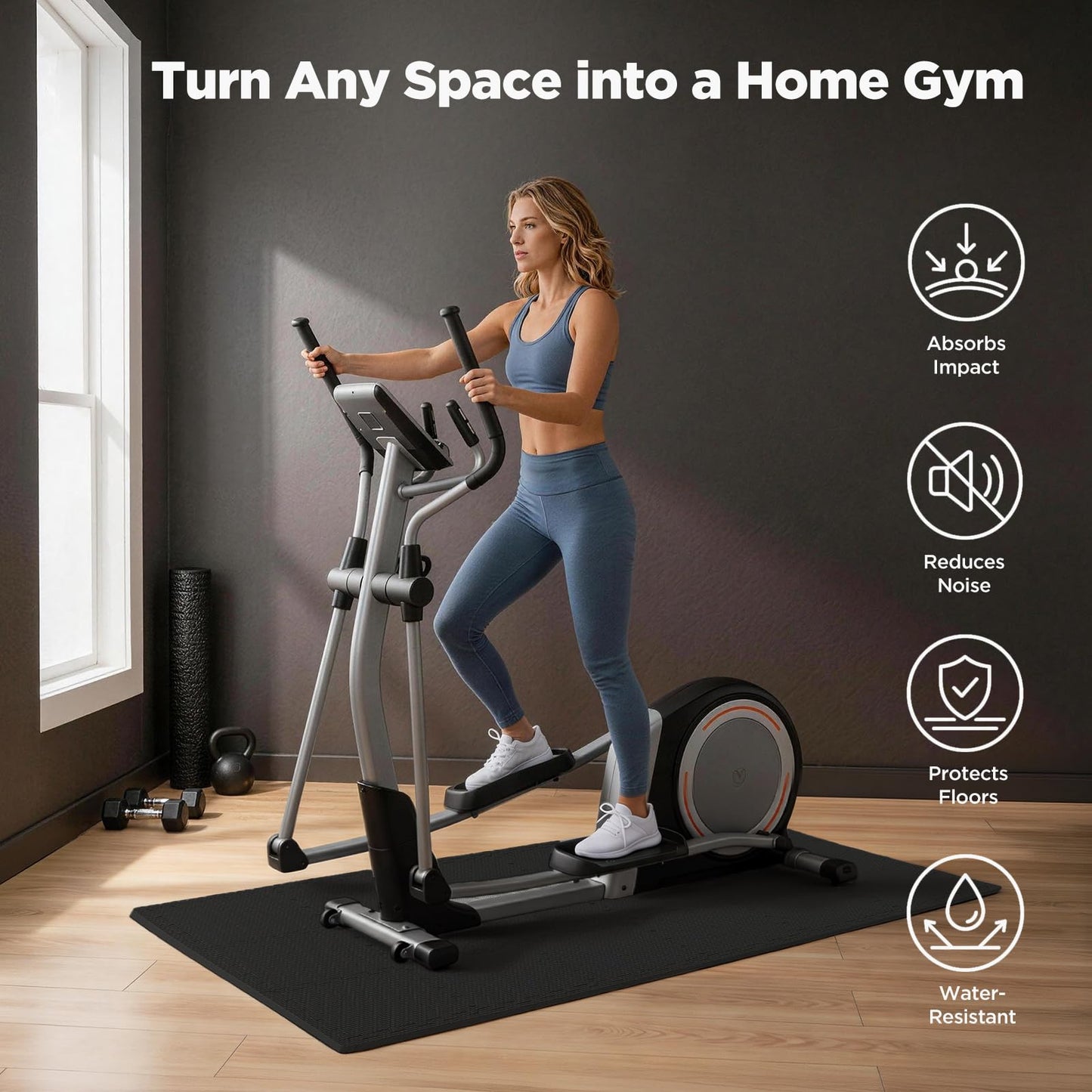 AIRHOP 12x12In Thick 18 Tiles Gym Floor Mat, High-Density EVA Foam Puzzle Gym Mat, Interlocking Foam Floor Tiles for Home Gym Exercise Equipment, Play Workout Garage Kitchen Flooring