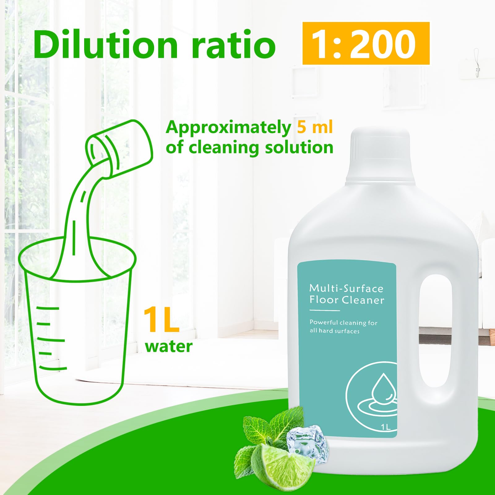 Floor Cleaning Solution for Dreame L40 Ultra/L50 Ultra/X50 Ultra/L10s Ultra Gen 2/X40 Ultra and Other L/X/Aqua/Matrix Series Robot Vacuum Cleaners, Multi-Surface Floor Cleaner Liquid, Fits MOVA, 1L - Available at All In One Marketplace Canada