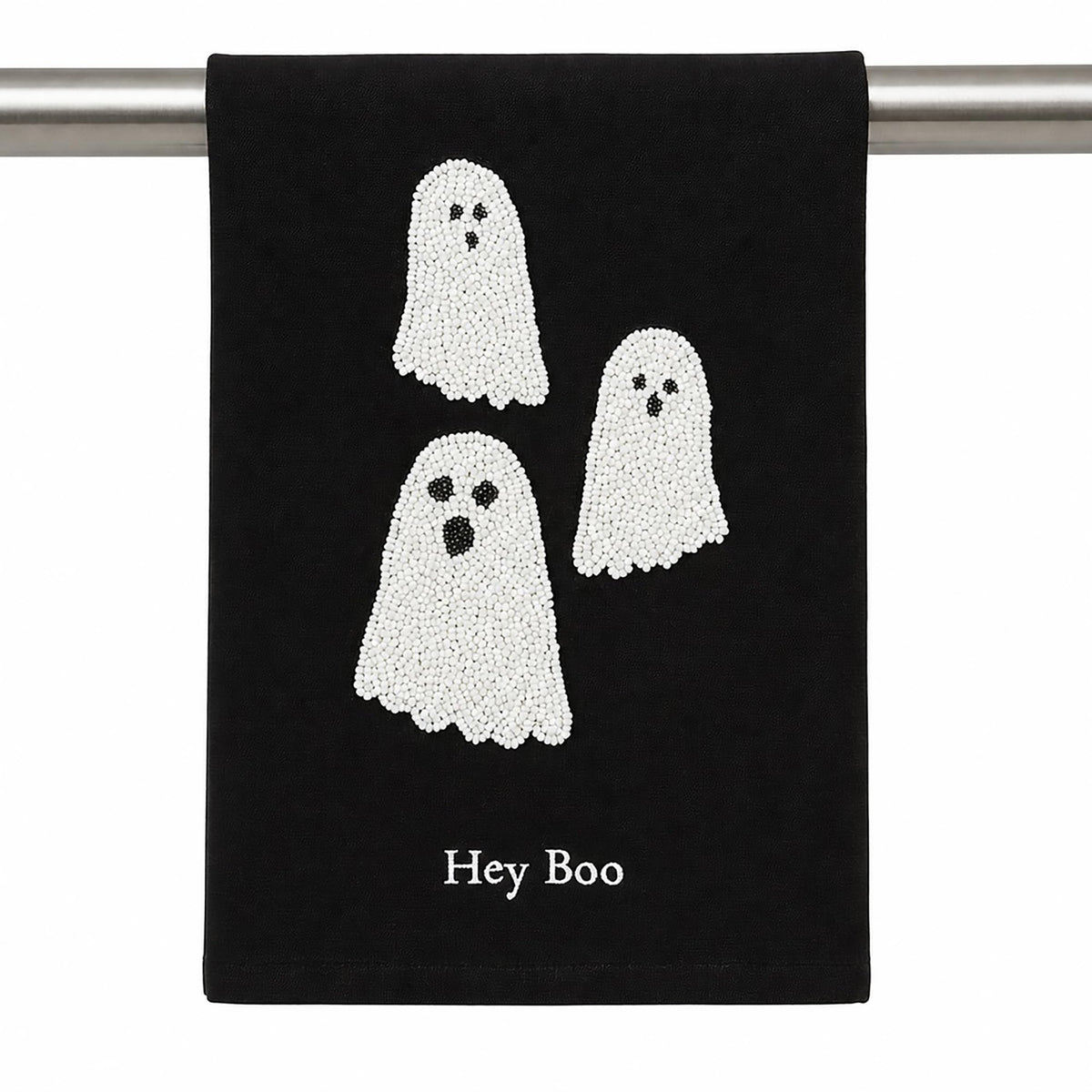 Mud Pie Halloween Bead Towel, Ghost, 26" x 14"