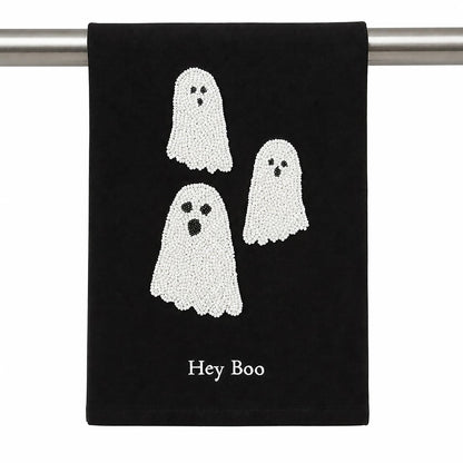 Mud Pie Halloween Bead Towel, Ghost, 26" x 14"