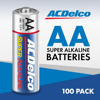 ACDelco 100-Count Double AA Batteries, Super Alkaline Battery, 10-Year Shelf Life, Reclosable Packaging - Available at All In One Marketplace Canada