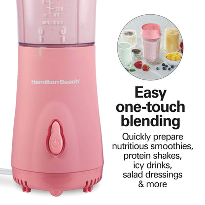 Hamilton Beach Personal Blender for Smoothies & Protein Shakes, Portable Single Serve Blender with Travel Lid, 14 oz BPA-Free Jar, 175W, Compact Countertop Blender Coral, 51171 🍁 All In One Marketplace Canada