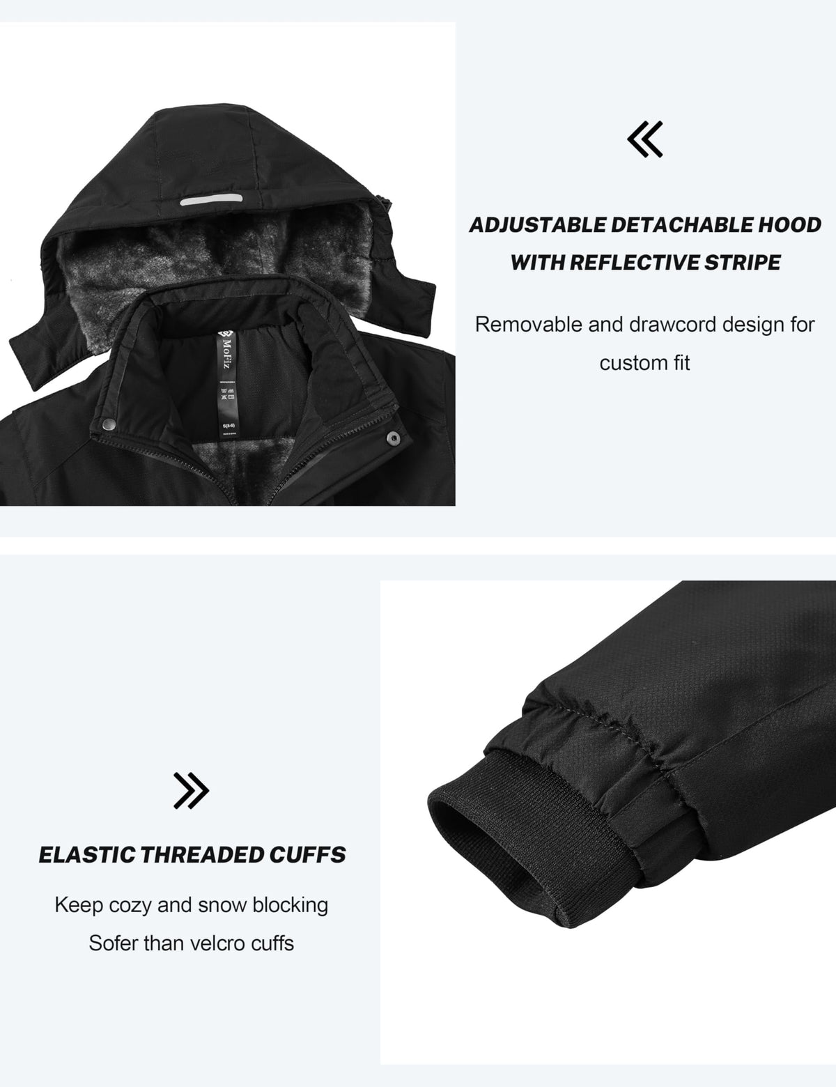 MoFiz Kid's Ski Jacket Waterproof Warm Winter Coat Big Boy's Fleece Snowboarding Jackets Hooded Winter Thick Coat BH-Black14-16 Years 🍁 All In One Marketplace Canada