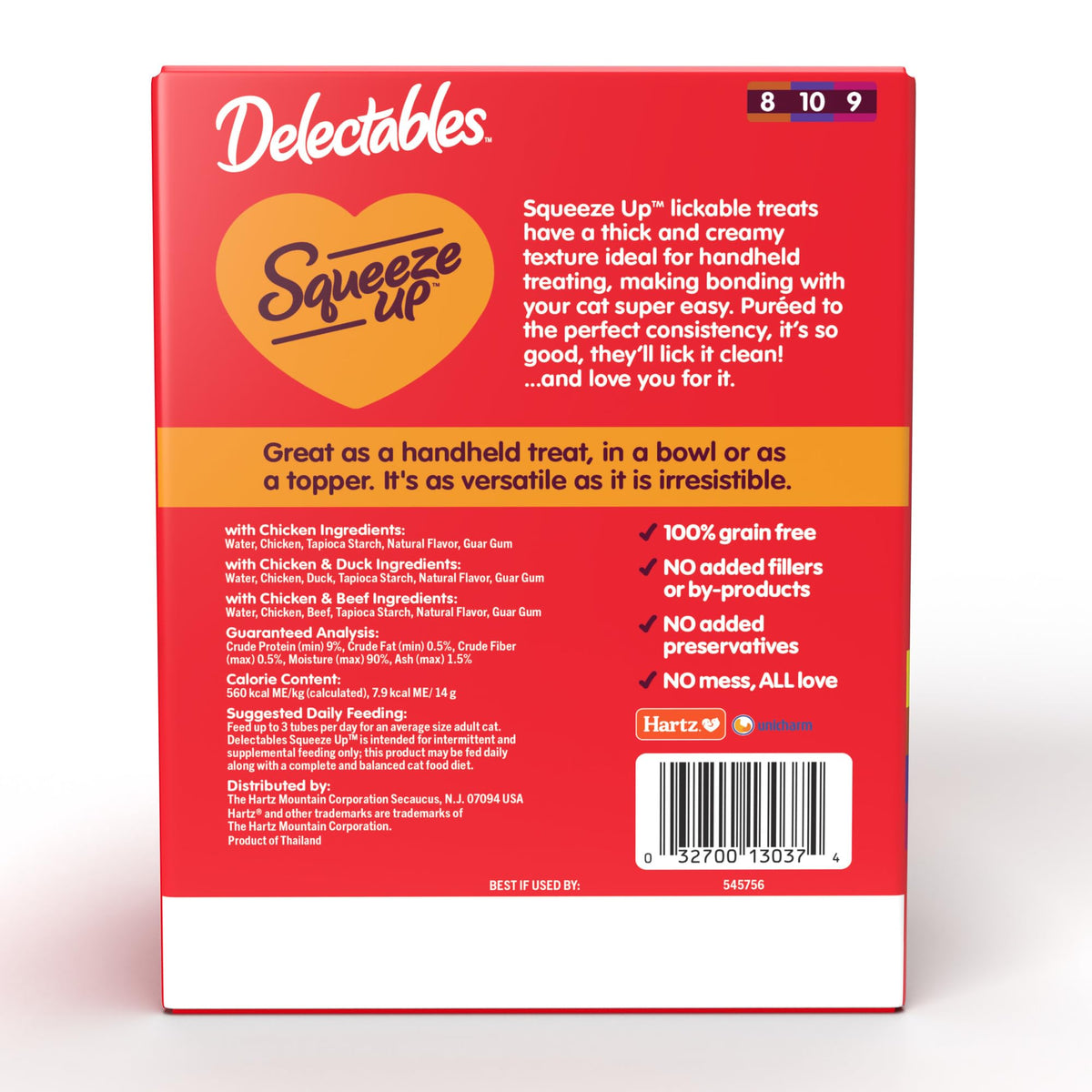 Hartz Delectables Squeeze Up Non Seafood Variety Interactive Lickable Wet Cat Treats, 54 Count