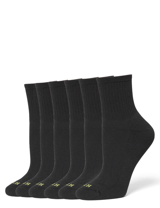 Hue Women's Mini Crew Sock 6 Pair Pack, Black - 6 Pair Pack, One Size 🍁 All In One Marketplace Canada HUE