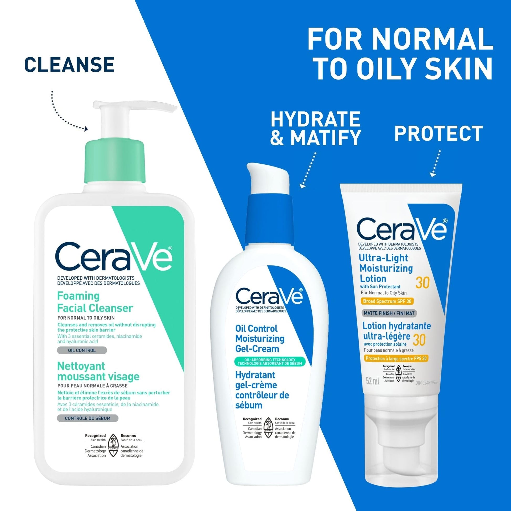 CeraVe Oil Control Moisturizing Gel-Cream for Oily & Combination Skin, 48H Hydration & 8H Shine Control, Non-Greasy, Matte Finish with Ceramides, Hyaluronic Acid & Niacinamide, Fragrance-Free, 89mL - Available at All In One Marketplace Canada
