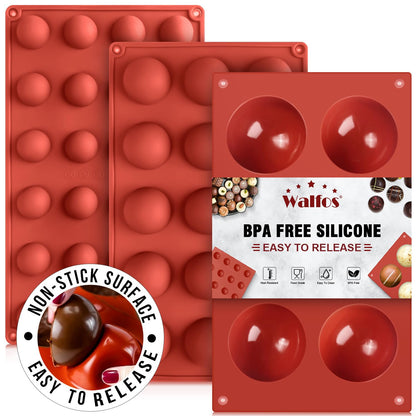Semi Sphere Silicone Mold, Silicone Chocolate Molds,3 Packs Baking Molds for Making Chocolate, Cake, Jelly, Dome Mousse (6 Cups, 15 Cups and 24 Cups) 🍁 All In One Marketplace Canada