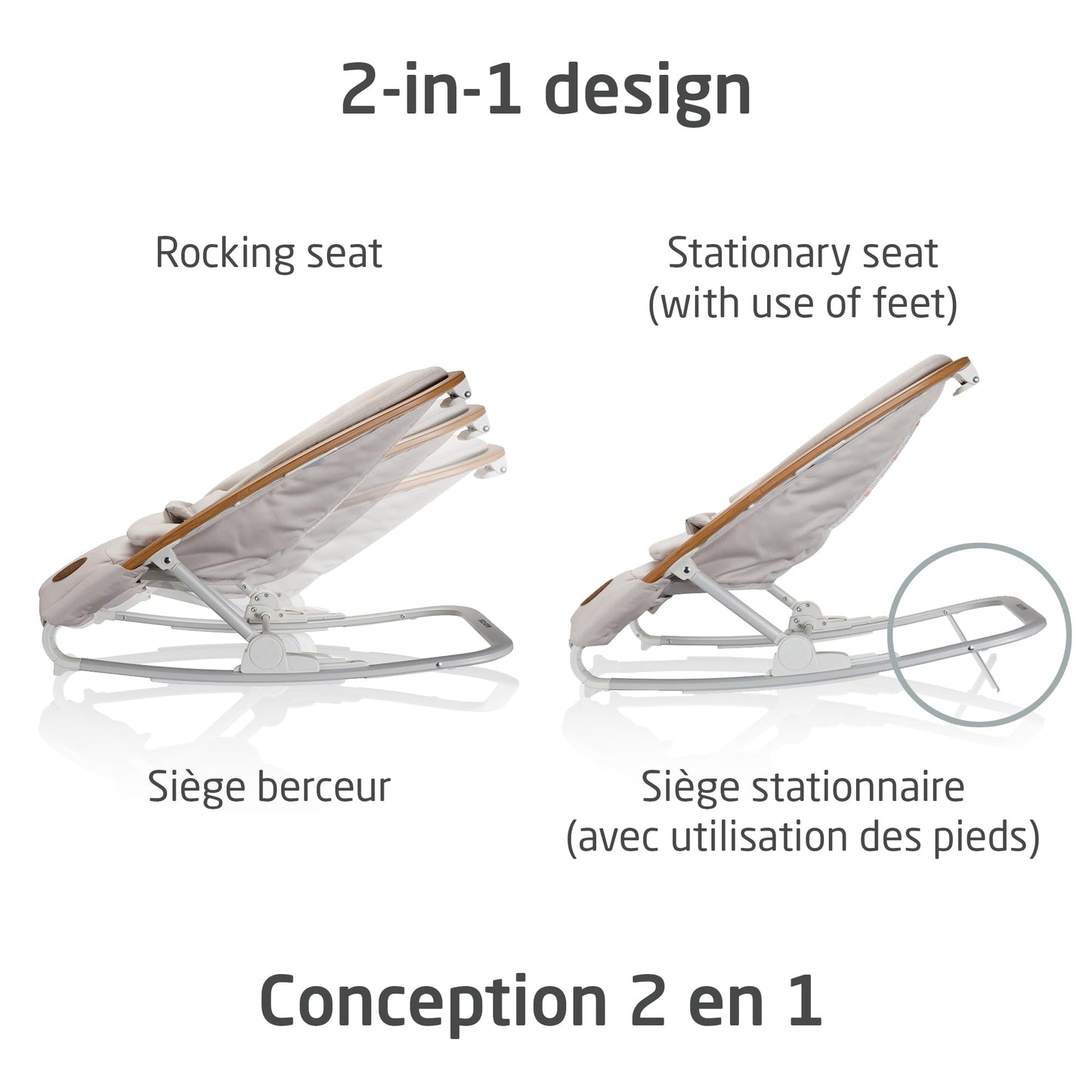 Maxi-Cosi 2-in-1 Kori Rocker, folds flat, travel, washable fabrics, Sand Horizon Maxi-Cosi