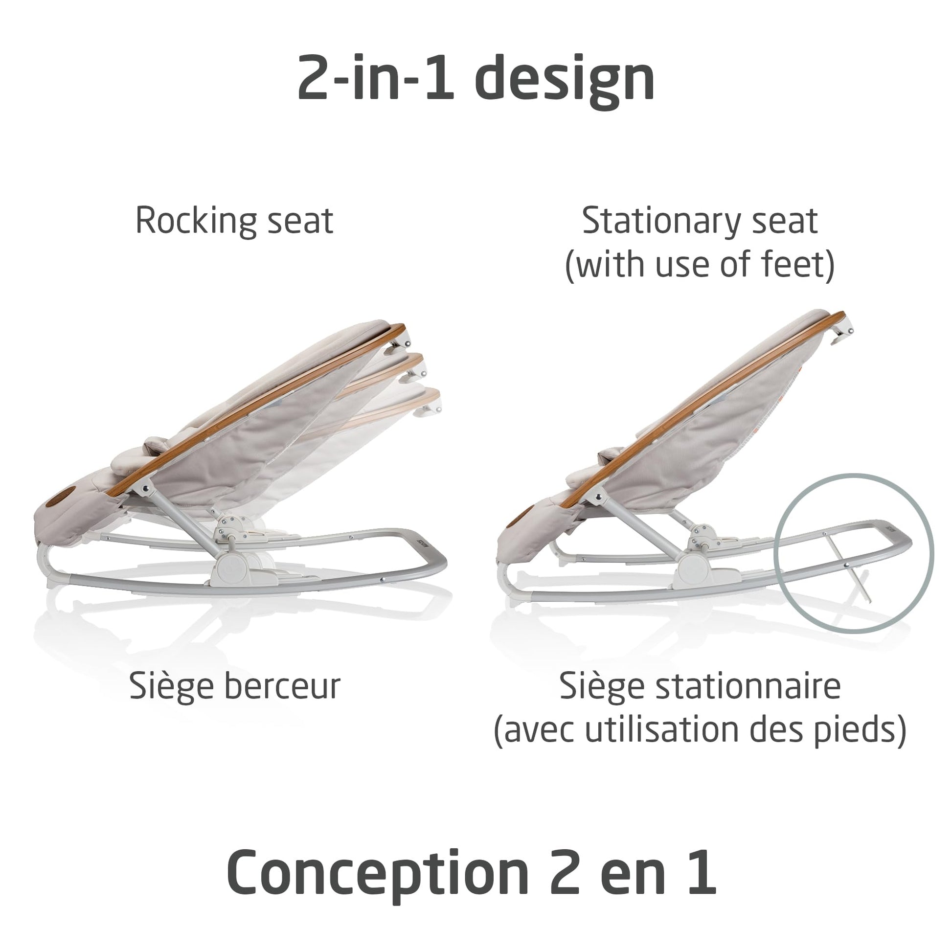 Maxi-Cosi 2-in-1 Kori Rocker, folds flat, travel, washable fabrics, Sand Horizon Maxi-Cosi