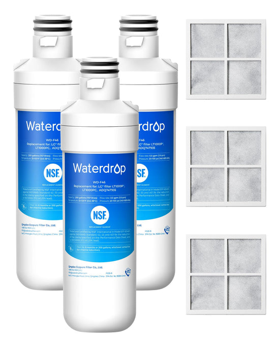 Waterdrop LT1000PC ADQ747935 MDJ64844601 Refrigerator Water Filter and Air Filter, Replacement for LG® LT1000P®, LMXS28626S, LFXS26973S, Kenmore 46-9980, ADQ74793501, ADQ74793502 and LT120F®, 3 Combo - Available at All In One Marketplace Canada