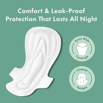 Rael Organic Cotton Overnight Pads with Wings - Heavy Absorbency, Extra Long, Unscented (24 Count)