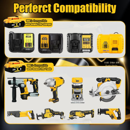 Replacement for Dewalt 20V MAX Battery 8.0Ah 2-Pack - High-Capacity Lithium Batteries Compatible with DCB208, DCB200, DCB206, DCB205, DCB204, DCB203, DCB180 - Longer Runtime for Dewalt Cordless Tools