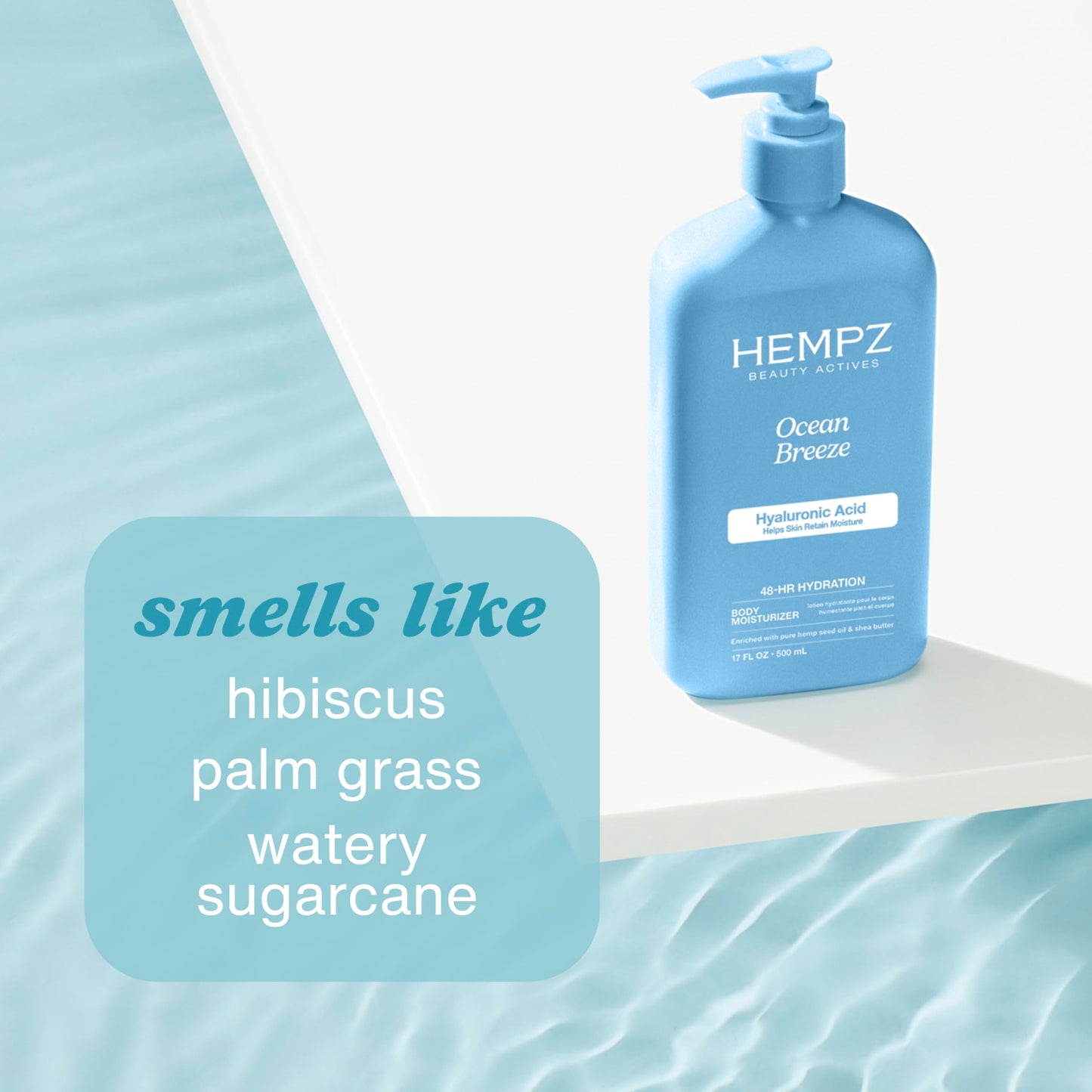 HEMPZ Body Lotion - Ocean Breeze Limited Edition Daily Moisturizing Cream, Shea Butter, Aloe, Body Moisturizer - Skin Care Products, Hemp Seed Oil - 17 Fl Oz HEMPZ