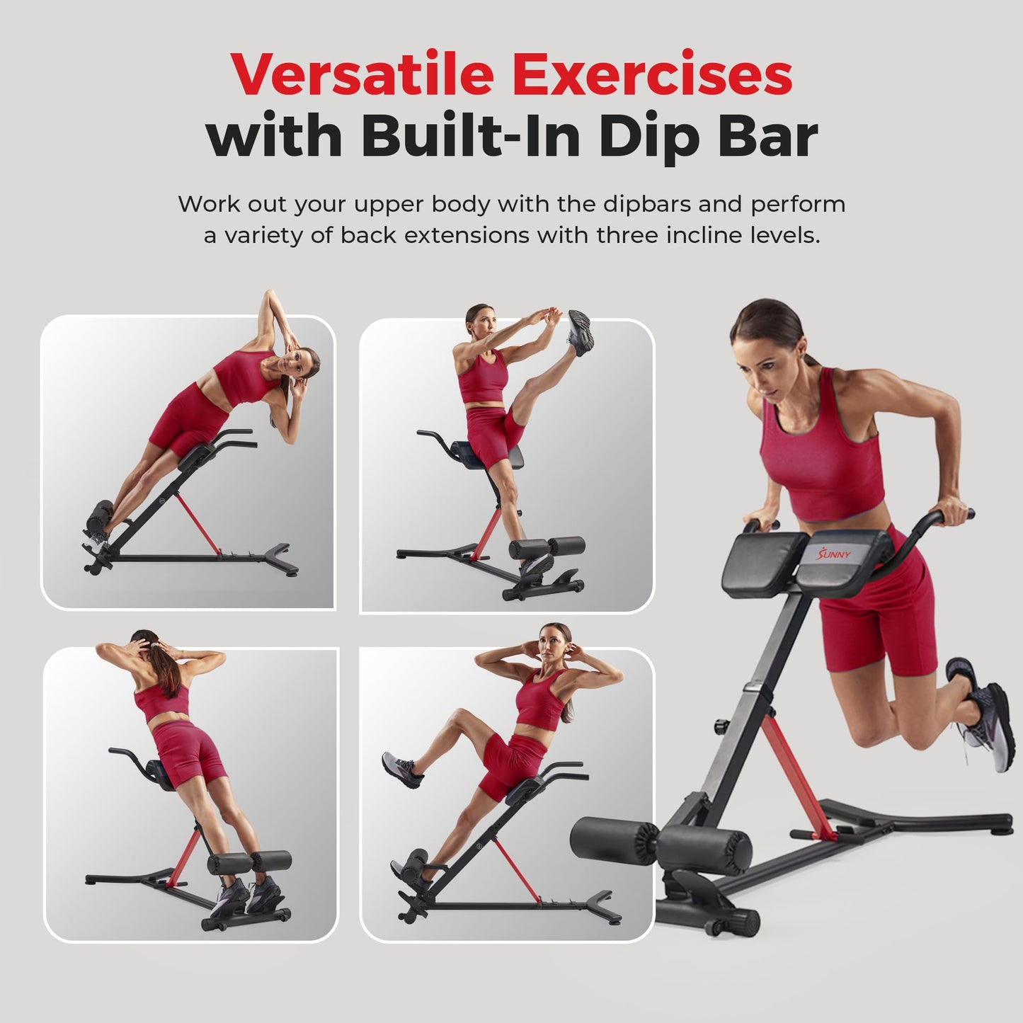 Sunny Health & Fitness Multi-Function Roman Chair Bench with Dip Station Sunny Health & Fitness
