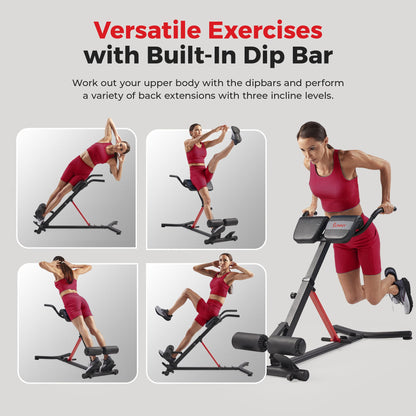 Sunny Health & Fitness Multi-Function Roman Chair Bench with Dip Station Sunny Health & Fitness