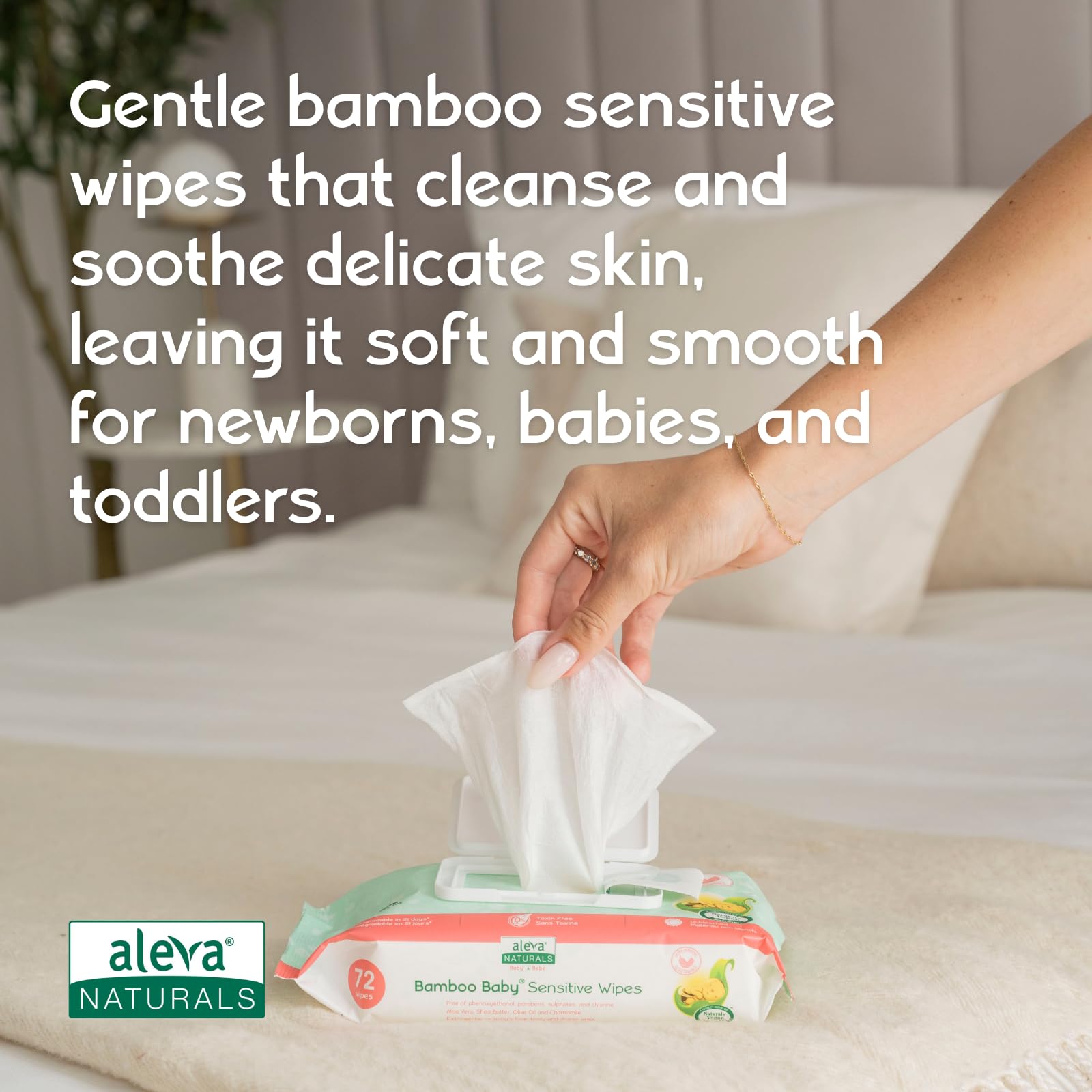 Aleva Naturals Hypoallergenic Bamboo Baby Wipes for babies with Sensitive Skin, Super Soft, Biodegradable, Extra Strong, Natural and Organic Formula, Vegan - New Eco-Friendly, Sustainable Packaging- Mega Pack- 72 Count X 12 = 864 Wipes Total Aleva Naturals