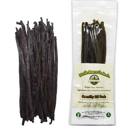 25 Grade A Vanilla Beans - Indonesian Planifolia, 6-8 Inches, Fresh & Plump for Extract & Baking