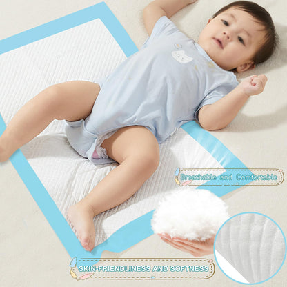 OBYFGILY 100 Pack Disposable Changing Pads, Portable Diaper Change Pad for Baby, Super Absorbent Leak-Proof Incontinence Bed Table Pee Mat for Travel and Home