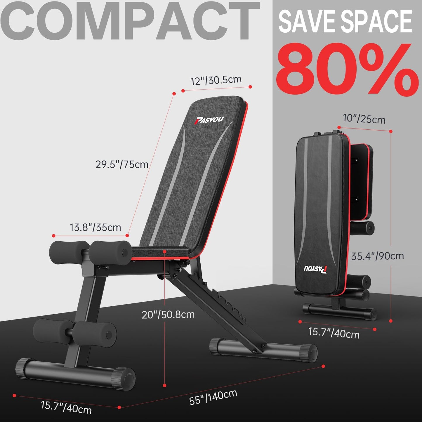 PASYOU Adjustable Weight Bench Full Body Workout Multi-Purpose Foldable Incline Decline Exercise Workout Bench for Home Gym - Available at All In One Marketplace Canada