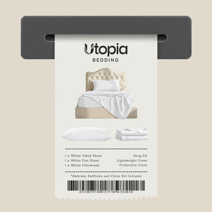 Utopia Bedding Twin/Single Bed Sheets - 3 Piece Twin Size Cooling Sheet Set - Hotel Luxury Soft Breathable Microfiber, Oeko-TEX, Deep Pocket Easy Fit & Care, Fade & Wrinkle Resistant, White