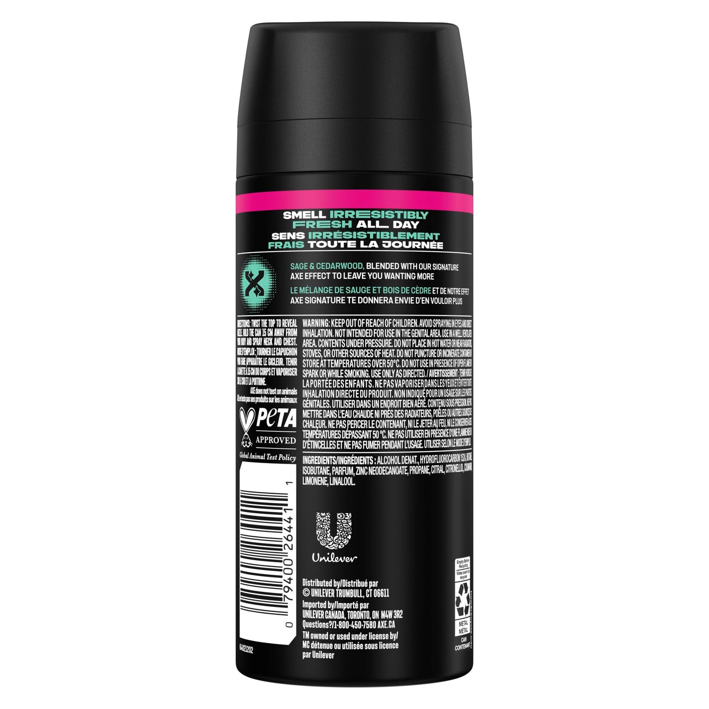 AXE Apollo Deodorant Body Spray, for long-lasting odour protection, Sage & Cedarwood, Aluminum-free Deodorant, 113g (Pack of 4) - Available at All In One Marketplace Canada