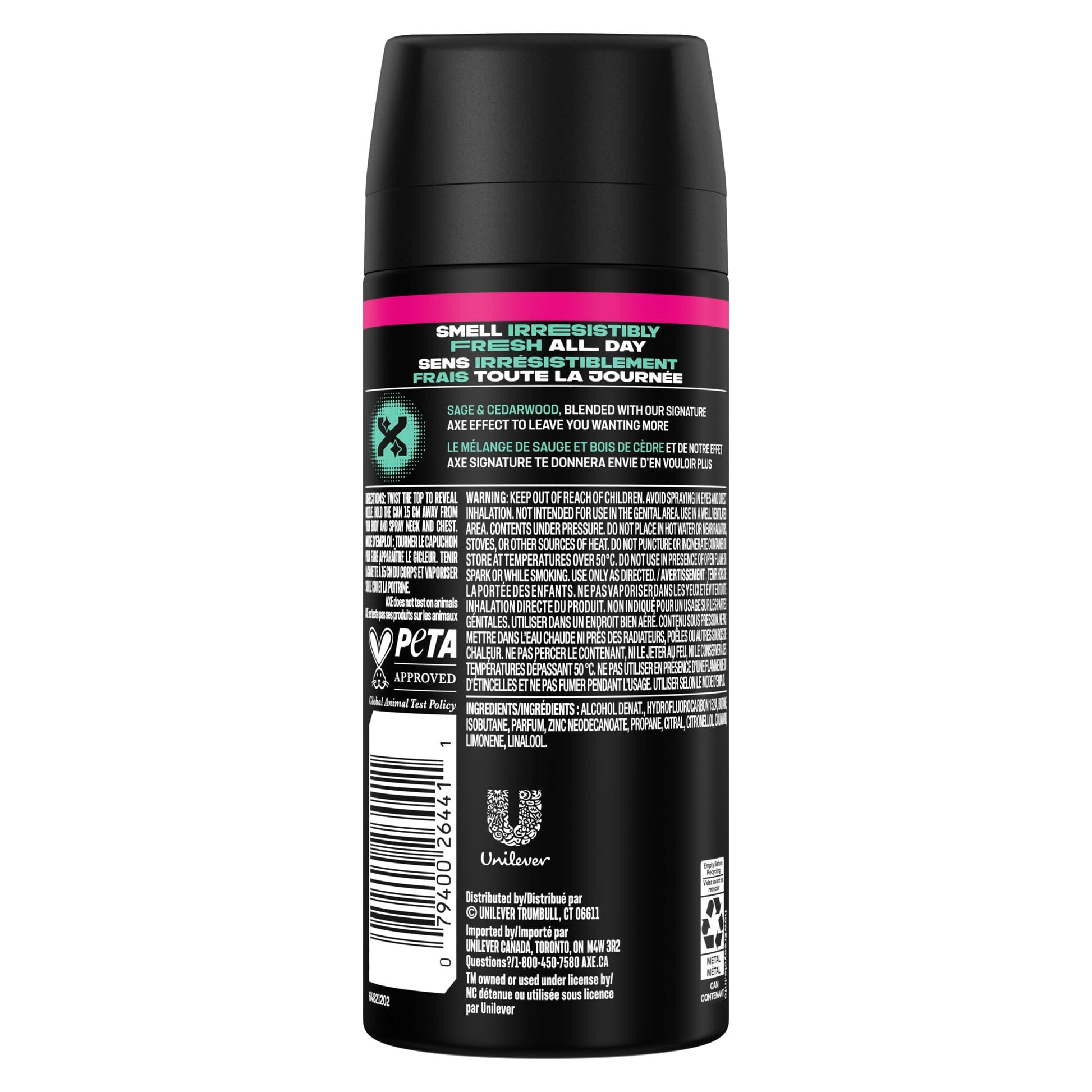 AXE Apollo Deodorant Body Spray, for long-lasting odour protection, Sage & Cedarwood, Aluminum-free Deodorant, 113g (Pack of 4) - Available at All In One Marketplace Canada