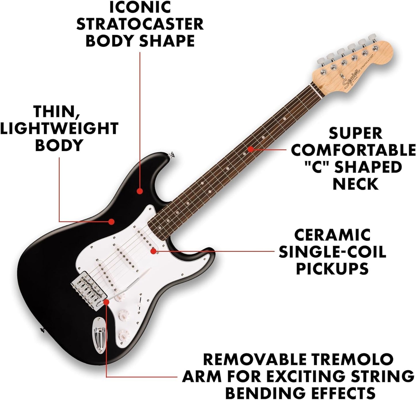 Fender Squier Debut Series Stratocaster Electric Guitar Kit, Beginner Guitar Kit, with 2-Year Warranty, with Padded Gig Bag, Frontman 10G Amp, Strap, and More, Includes Free Lessons, Black 🍁 All In One Marketplace Canada