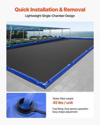 VEVOR Pool Cover Water Bags Set, 6 Packs 8 Ft Single Chamber Pool Cover Water Bags & 4 Corner Tubes, 0.4mm Thick PVC Bag Weights with Leakproof Valve, for Winter Inground Swimming-Pool Covers 🍁 All In One Marketplace Canada