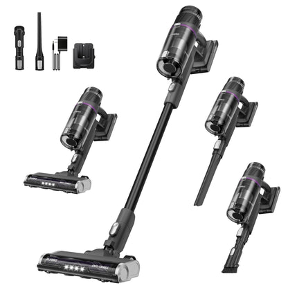 Eureka Cordless Vacuum Cleaner Powerful for Hard Floor and Pet Hair, Lightweight Portable Convenient Cordless Stick and Handheld Vacuum LED Headlight, Black, ReactiClean NEC440BK w/Anti-Tangle Brush