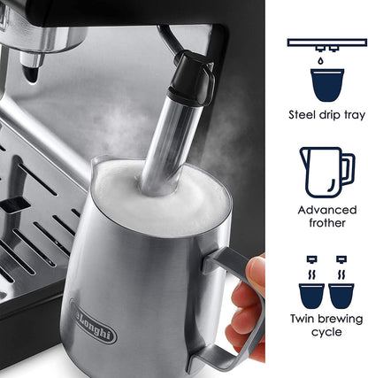 De'Longhi 15-Bar Pump Espresso Machine with Milk Frother & Temperature Control - Compact Home Barista Coffee Maker for Espresso, Latte, Cappuccino & Iced Coffee, Easy to Clean Design De'Longhi