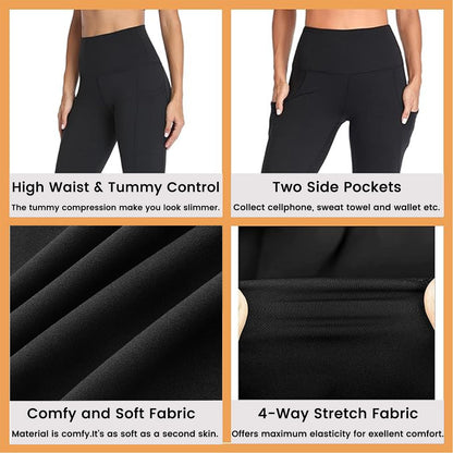 Gayhay Leggings with Pockets for Women - High Waisted Tummy Control Soft Compression Yoga Pants for Workout Running Gym - Available at All In One Marketplace Canada