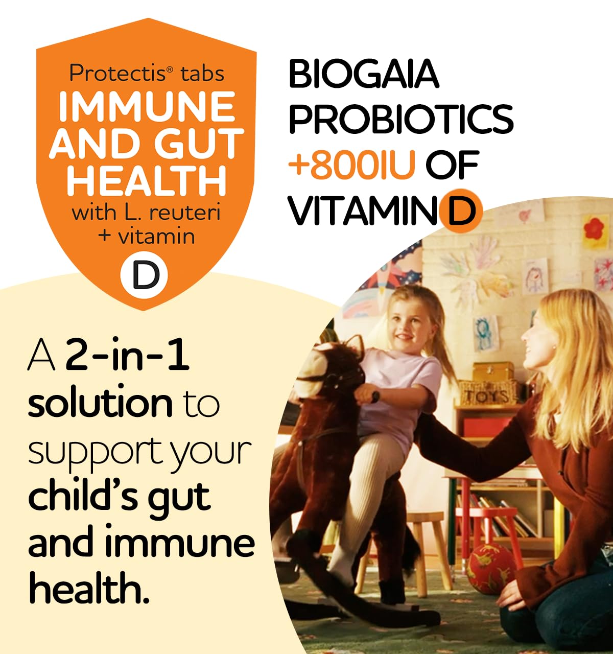 BioGaia Probiotic Junior Immune & Gut Health Tablets | New Format | Probiotic + 800 IU of Vit. D | 30-Day Supply/Chewable Tablets | For kids & Teens | Eases constipation | Helps maintain immune function | Development of bones and teeth | Prevent episodes - Available at All In One Marketplace Canada