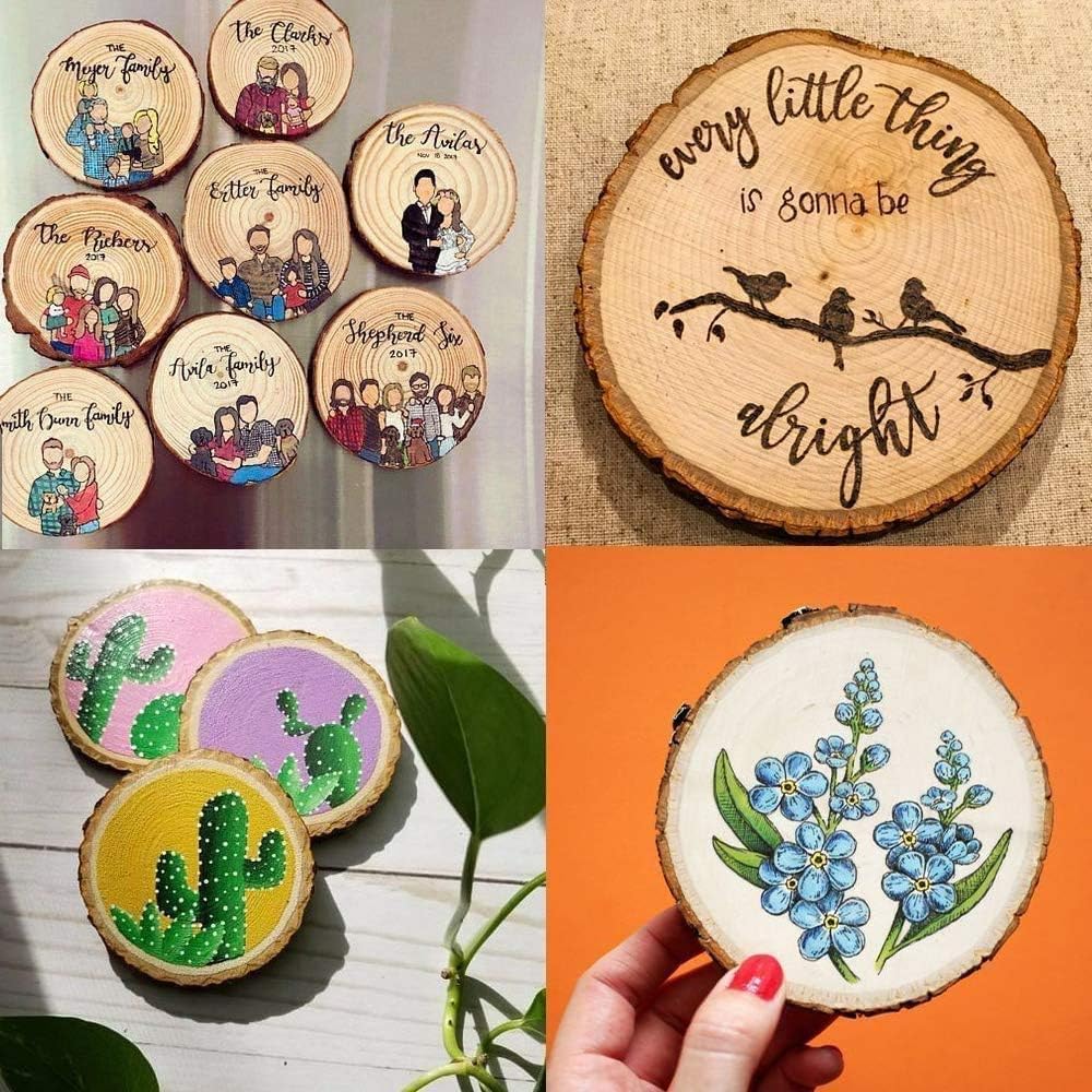 Unfinished Natural Wood Slices 20 Pcs 3.5-4 inch Craft Wood kit Circles Crafts Christmas Ornaments Rustic Wedding Decoration DIY Crafts with Bark for Crafts 🍁 All In One Marketplace Canada