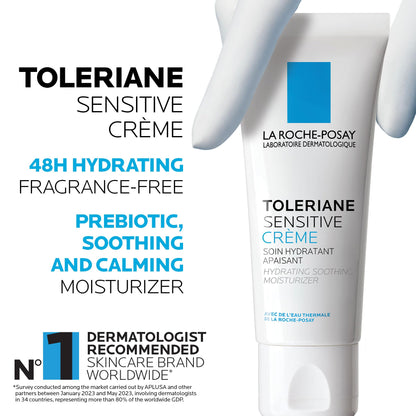 La Roche-Posay Face Moisturizer for Sensitive Skin, Toleriane Sensitive Face Cream with Niacinamide and Ceramides, for Normal to Combination Skin, Alcohol Free, Fragrance Free, 40mL