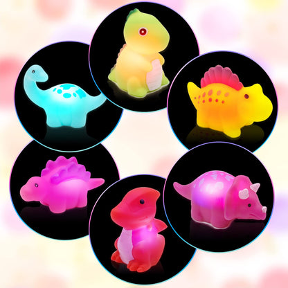 Light-Up Dinosaur Bath Toys - 6 Pack Baby Bath Toys Baby Bathtub Shower Floating Swimming Pool Toy with Colourful Flashes Light for Toddlers Kids Gifts in Birthday Christmas Bathroom 🍁 All In One Marketplace Canada