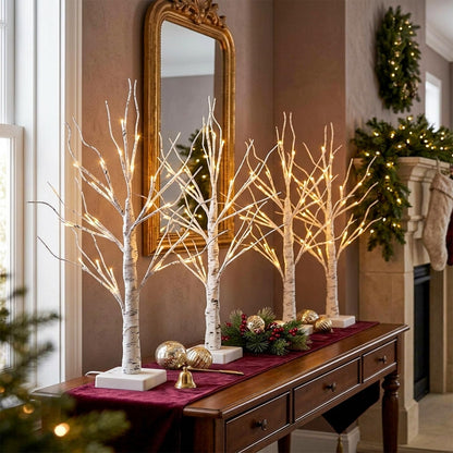 EAMBRITE Christmas Decorations, 4 Pack 2 FT Lighted Birch Tree, Christmas Tree Battery Operated with Timer, Gift Holder Tabletop Centerpiece for Home Decor 🍁 All In One Marketplace Canada