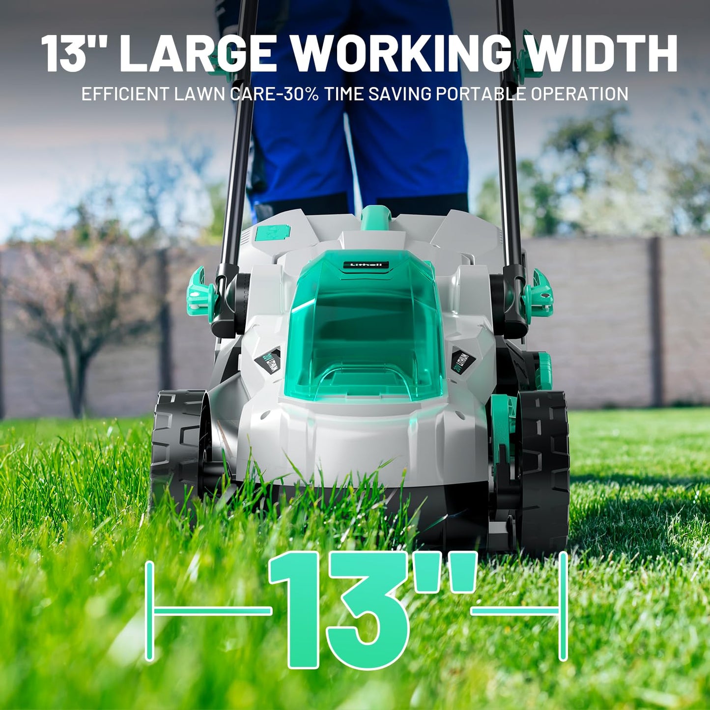 Litheli Cordless Lawn Mower 13 Inch, 5 Heights, 20V Battery Lawnmower for Garden, Yard and Farm, with Brushless Motor, 4.0Ah Battery & Charger Included 🍁 All In One Marketplace Canada