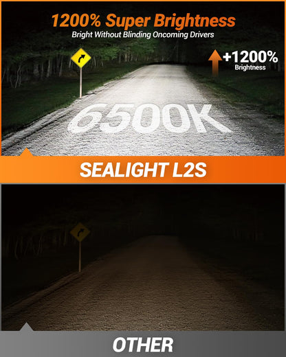 SEALIGHT 2026 Brightest 9005 HB3 LED Headlight Bulbs, 80,000LM 1200% Brighter, 6500K Cool White, 1:1 Halogen Size Wireless, 3 Min Plug and Play Halogen Replacement Conversion Kit, Pack of 2