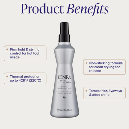 Kenra Thermal Styling Spray 19 | Heat Protectant Spray for Blow Drying & Flat Iron Use | Flexible Hold | 300 mL Kenra