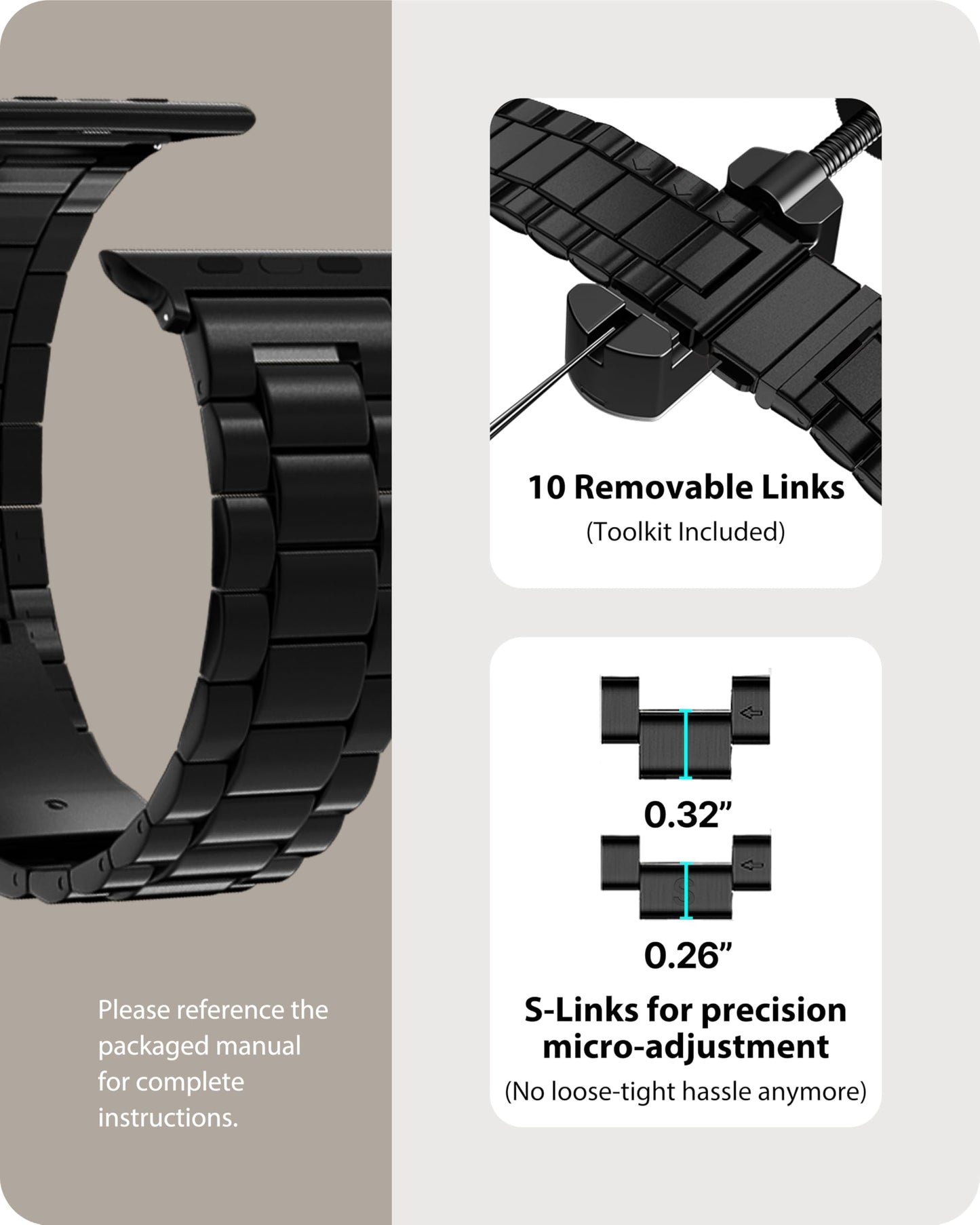 Fullmosa Compatible with Apple Watch Band 45mm 44mm 42mm 46mm 49mm 41mm 40mm 38mm, Stainless Steel Band with Case for iwatch Ultra Series11 10 9 8 7 6 5 4 3 2 1 & SE3/2/1,42mm 44mm 45mm Black