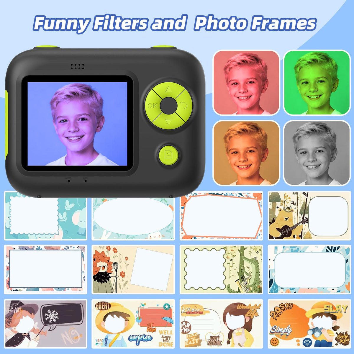 Kids Instant Print Camera with 5 Rolls Print Paper, 1080P HD Camera, Rechargeable Portable Toddler Selfie Camera, Christmas Birthday Gifts Toys for Boys Girls Age 3-12 🍁 All In One Marketplace Canada