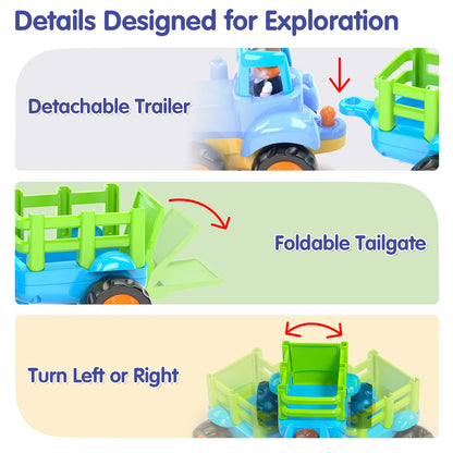 HOLA Toys for 1 2 Year Old Boys Birthday Gifts - 4 PCS Push and Go Trucks, 4WD Friction Power Car Toddler Toys Early Educational Baby Toy 12-18 Months Christmas Easter Stocking Stuffers 🍁 All In One Marketplace Canada