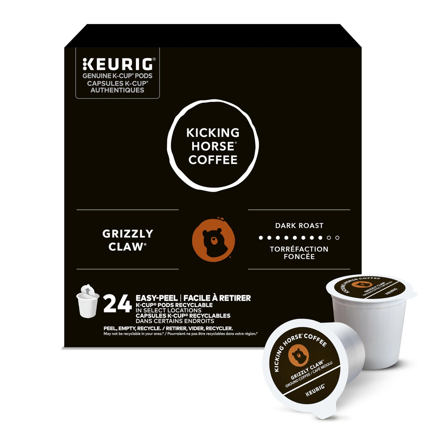 Kicking Horse Grizzly Claw, Dark Roast, K-Cup Coffee Pods, 24 Count